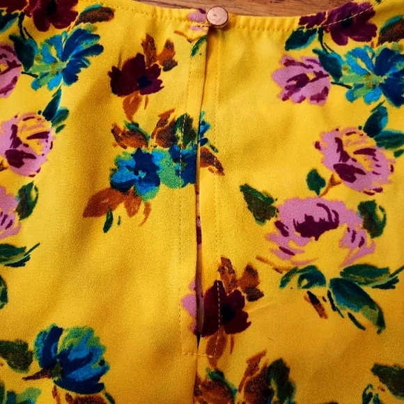 A New Day Yellow Dress Floral Sleeveless size xsmall - elastic waist; summer - Picture 6 of 7